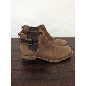 Franco Sarto Ketty Chelsea Brown Suede Back Zip Ankle Booties - Size 6.5
